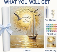 Sailboat DIY Paint by Numbers for Adults, Sail 16×20 inches, TG002