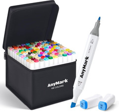 Alcohol Markers, 100 Colors Dual Tip Art Coloring Markers Set for Adult Book Dra
