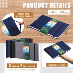 Watercolor Sketchbook Journal 300 GSM 140 LB Cold Press 8.25×5.5 In 6 PCS