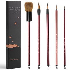 Brushes Set, 5Pcs Goat Mixed Sable Hair with Nylon Water Color Paint Brush wi…