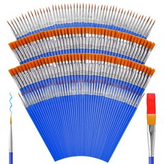 168 PCS Small Paint Brushes Bulk, Flat & Round Tip Acrylic Paint Brush Set, A…