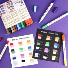 24 Colors Acrylic Paint Markers, 12 Pack Dual Tip Soft Brush Acrylic Markers,…