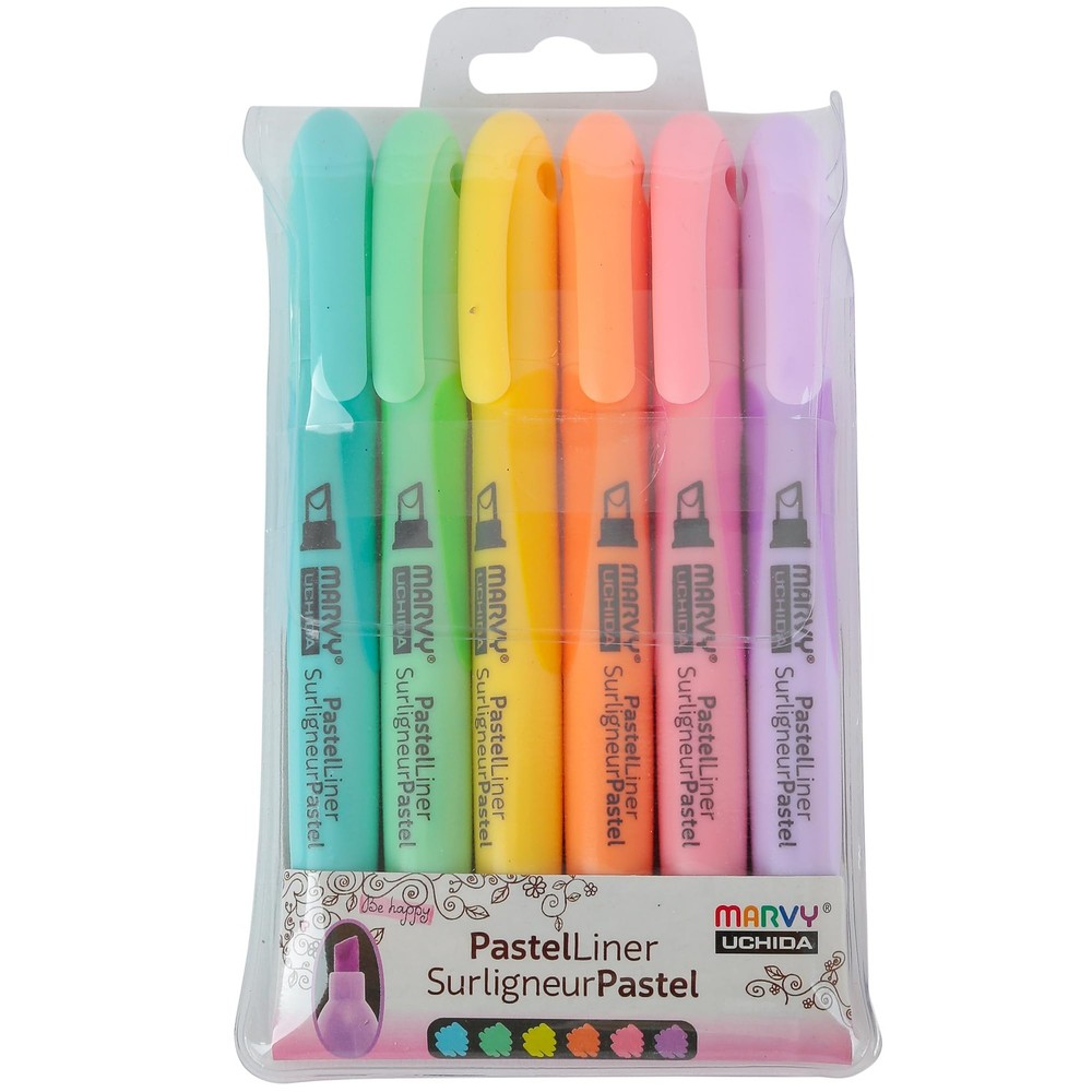 8000-6P Pastel Liner Pen Set, Large Tip, Multiple Colors