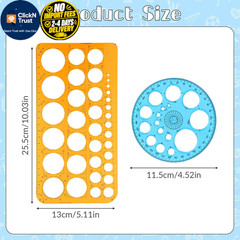 2 Pack Circle Template for 25.5 x 13cm, 11.5cm diameter, Blue, Orange