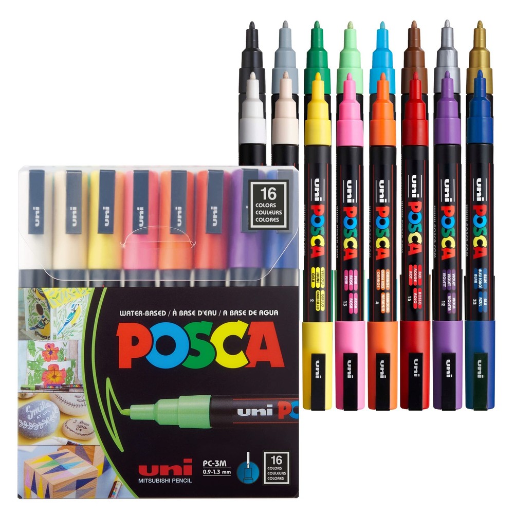 Vibrant Assorted 16 Piece Fine Tip Marking Pen Set for Art and Crafts