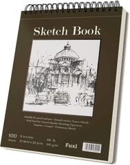 Fuxi 9 x 12 Sketch Book, Top Spiral Bound Sketch Pad, 100 Sheets 68lb/100gsm