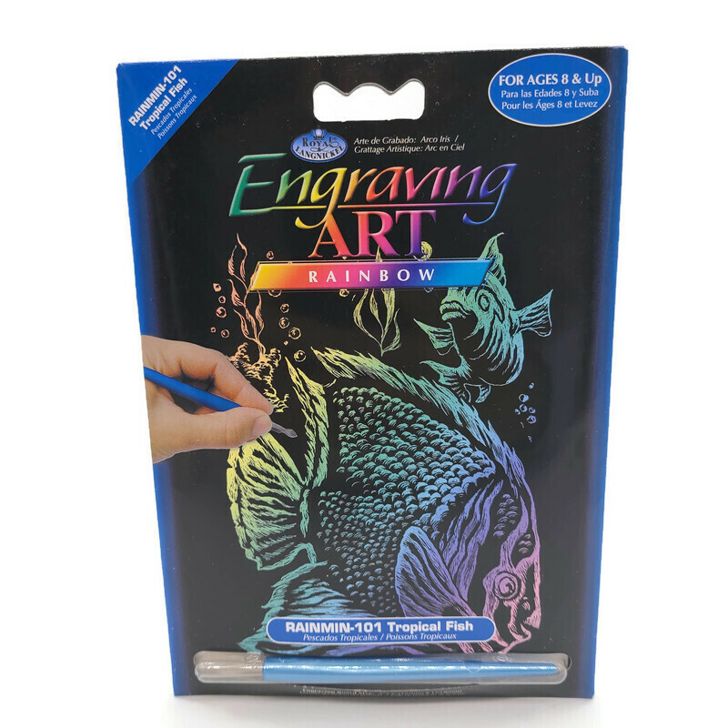 Engraving Art Rainbow Tropical Fish 101 Kit 5″ x 7″ New Unopened Free Shipping