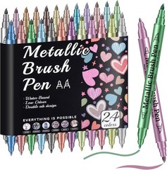 12/24PK Metallic Markers Set, Dual Tip Paint Pens for Crafts, Acrylic Markers…