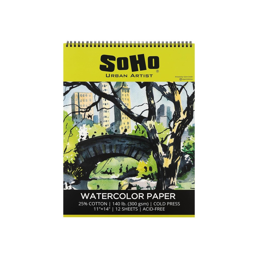 12 PCS 11×14 Inch Watercolor Spiral Pad 140LB Cold Press Acid Free Drawing
