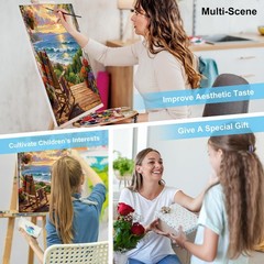 Landscape Paint by Numbers Kit for Adults Beginners, Beach Adult Paint by Number