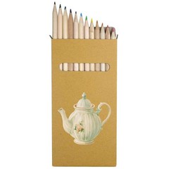 12 x ‘Vintage Floral Teapot’ Long Colour Pencils (PE00097895)