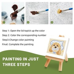 4 Pack Framed Paint by Numbers Kit Cute Dogs DIY Canvas Painting Art 10×10 In