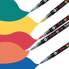 Acrylic Paint Markers Brush Tip Set Flexible Pen Rock Painting Wood Glass Canvas