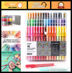 48 Colors Acrylic Paint Pens – Extra Fine Tip 0.7mm Markers for Art & Craft Supp