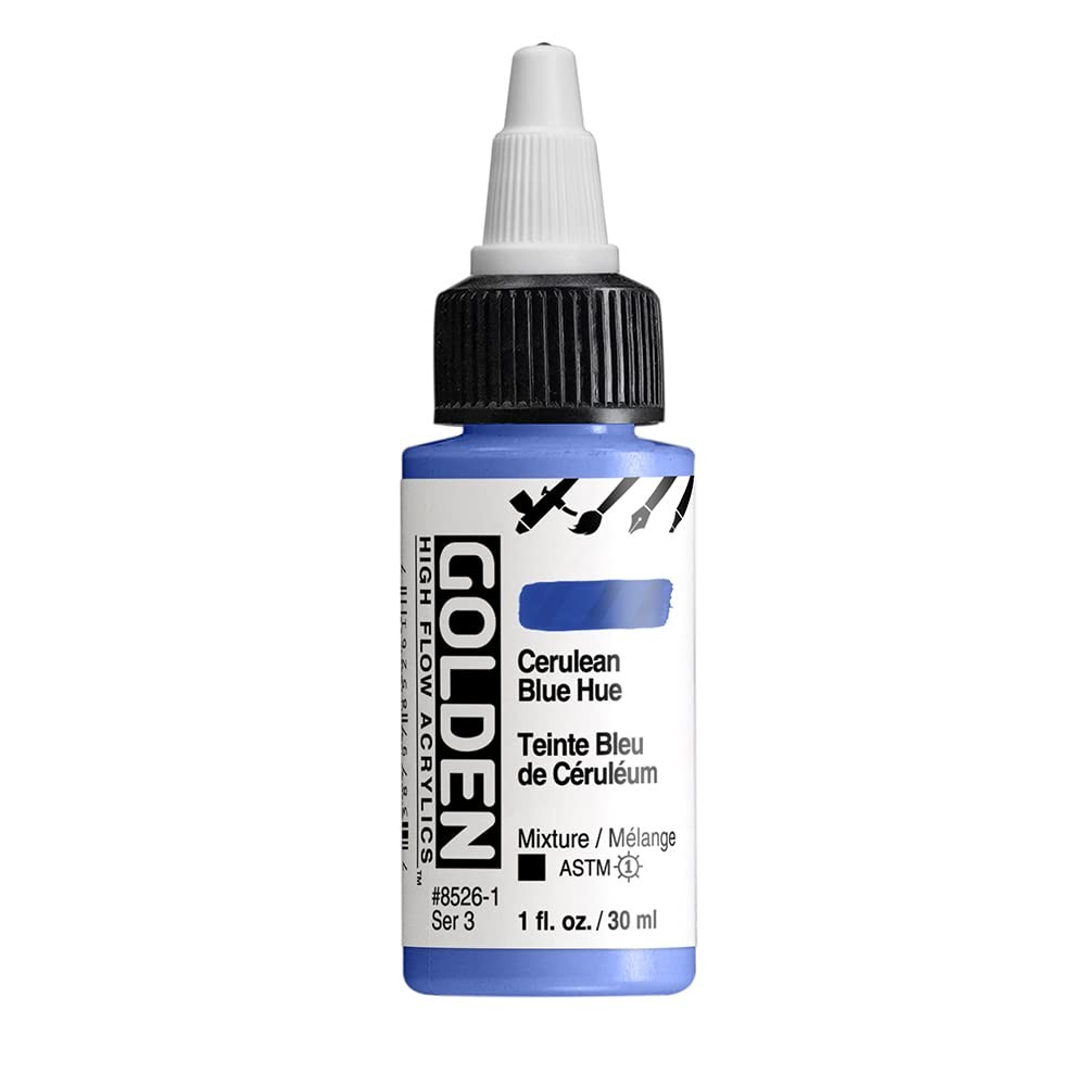 High Flow Acrylics by GOLDEN, Cerulean Blue Hue, 1 fl. oz. Bottle, Profession…