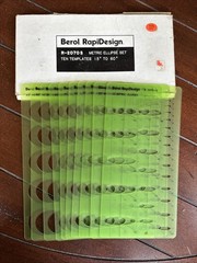 Berol RapiDesign R-2070S Metric Ellipse Set. Ten Templates 15’ To 50’