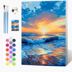 Sea Framed Paint by Number for Adults,DIY Landscape Painting by Number Kits on C