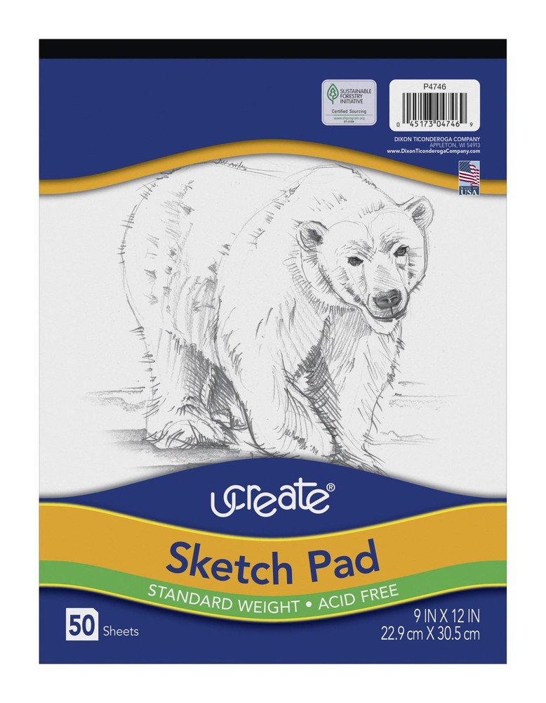 UCreate Sketch Pad, Standard Weight, 9″ x 12″, 50 Sheets