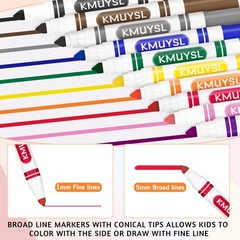 Washable Markers Bulk, Assorted Colors – Broad Line Conical Tip Coloring Mark…