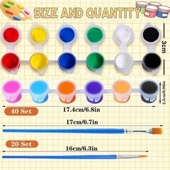 145 PCS Mini Washable Acrylic Paint Set 12 Colors 5 Trays For Kids Crafts