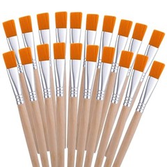 20 Pack Flat Paint Brushes, Art Paint Brushes with Short Wooden Handles,
