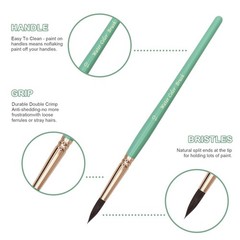 Round Pointed Tip Paint Brushes Set, 6 Varies (Small to Extra-Large), Green