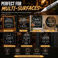 Versatile 12 Liquid Chalk Markers – Washable White Pens for Glass & More