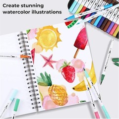 Non-Toxic 100 Color Marker Set with Replacement Tips and Swatch Cards – Gift Box