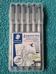 Staedtler Pigment Liner, Fineliner, pack of 6, 0.05/0.1/0.3/0.5/0.8/0.3-2mm
