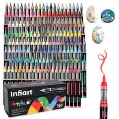 Infiart 168 Colors Acrylic Paint Markers Brush Tip, Automatic Ink 168
