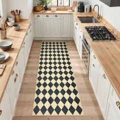 Checkered Rug Runners for Hallways 2.5×8, Non Slip Kitchen Washable Runner