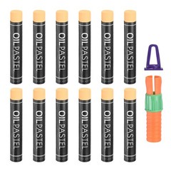Soft Oil Pastels, 12 Pcs Beige Oil Pastel Art Supplies with Crayon Holder