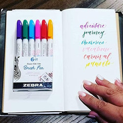 Brush, Point, Assorted Colors, 6-Count Zebra FUNWARI Pen ST 6/PKG, 6-Pack
