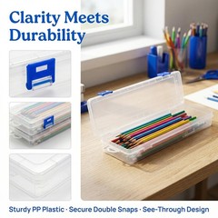 8 Pack Plastic Paint Brush Holder, 13″ Long Translucent Pens Pencils Case wit…