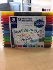 12 Staedtler Double Ended Brush Lettering Pens Fibre-Tip Hand Fine and Broad Tip