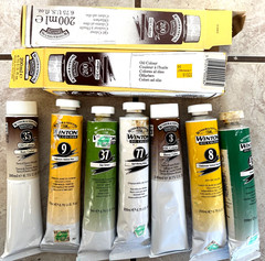 Lot 7 Winsor Newton Oil Color 200ml 6.75 OZ Tubes soft 100% Full Viridian hard
