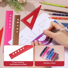 8 Pcs Geometry Drafting Tool, Math Tool Includes 20cm l Ruler, Red