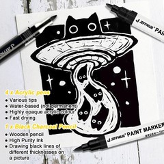 JEFFNIUB Black acrylic paint pens for Art 5pcs, 1 Count (Pack of 5),