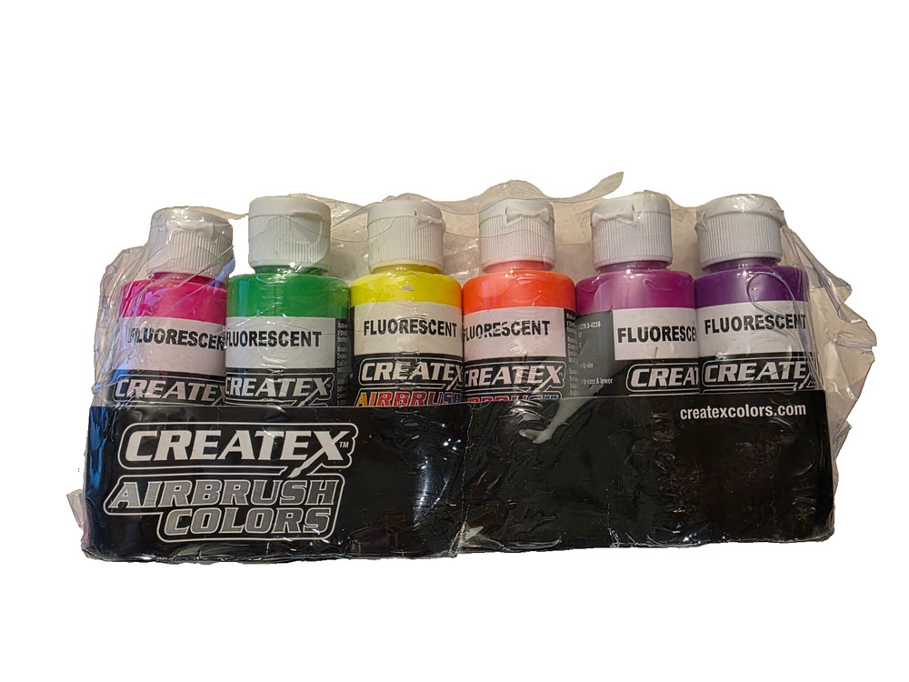 Createx Airbrush Colors 5802-00 Fluorescent ColorSet – 6 x 2oz Airbrush Paint
