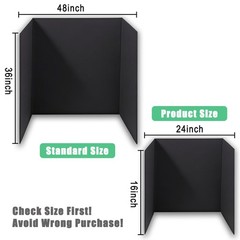 3-Pack Black Trifold Display Boards, 24 x 16 Inches Tri-Fold Corrugated Prese…