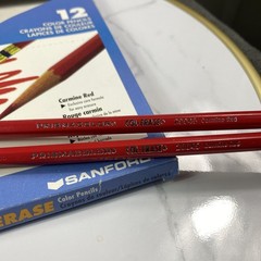 24 Sanford Col-Erase Carmine Red Erasable Colored Pencils 20050 Vtg Open Box