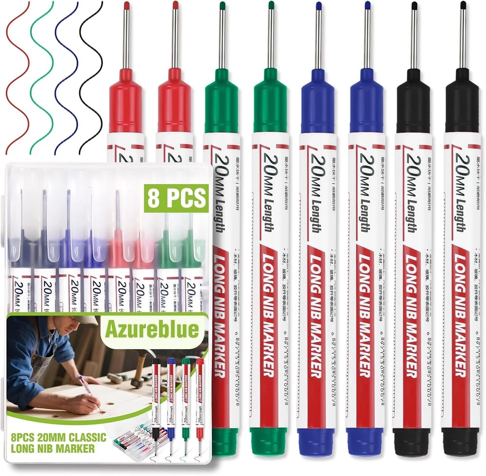 8Pcs/Set 20Mm Deep Hole Long Nib Head Markers for Metal Perforating Pen