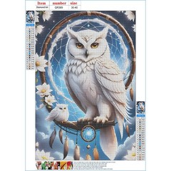 QINRUBB DIY White Owl Diamond Art Kit for Adults 12×16 inches, USQR369