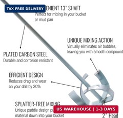 13″ Paint & Drywall Mud Mixer – LEVEL5 | 13″ Shaft, 2″ Head | Pro-Grade | in-Han