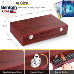 Art Supplies, 150-Pack Deluxe Wooden Art Set Crafts Drawing Painting Kit with 2