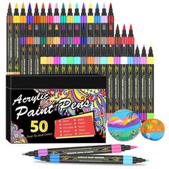 100 Colors Acrylic Paint Markers Pens Set,50 Pack Dual Tip Acrylic Paint Mark…