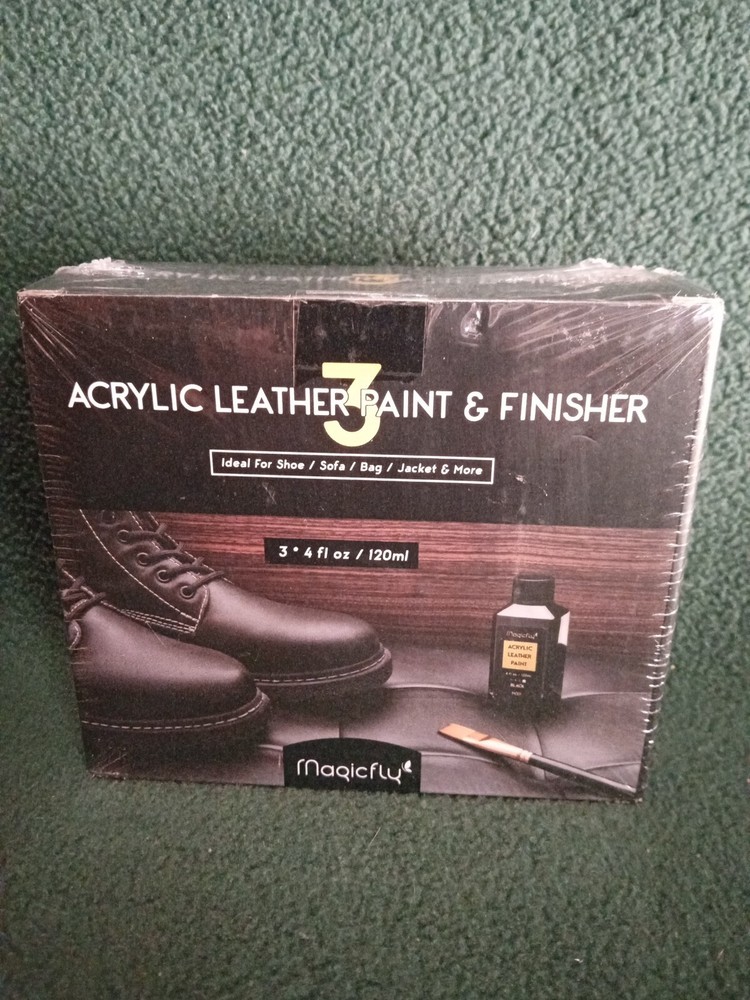 Acrylic Leather Paint Set, Magicfly Black and Glow Green Paint & Finisher