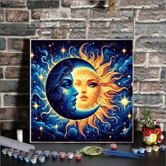 Paint by Numbers Kit for Adults Beginner-Sun and Moon Adult Paint by Number Kits