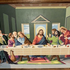 VTG 60’s Painting The Last Supper Religious Jesus Painting 34″x17.5″ Frame