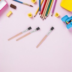 30 Pcs Paint Brushes Flat Nylon Wood Handle for Oil Watercolor Art Crafts